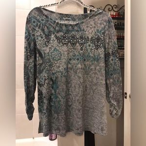 Gray/Torquoise Womens Top